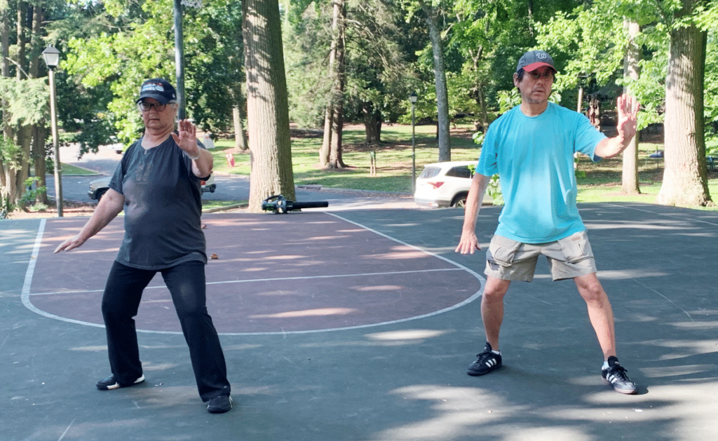 Jeff and Ann Momoi Practicing Tai Chi