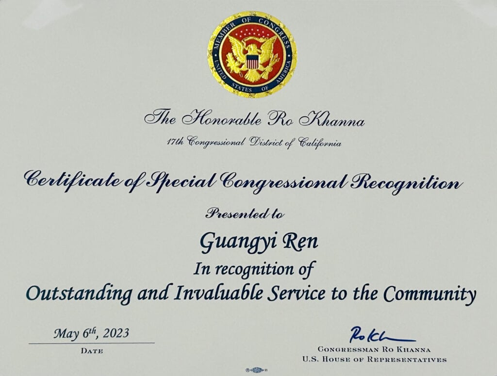 Certificate of Special Congressional Recognition for Outstanding and Invaluable Service to the Community